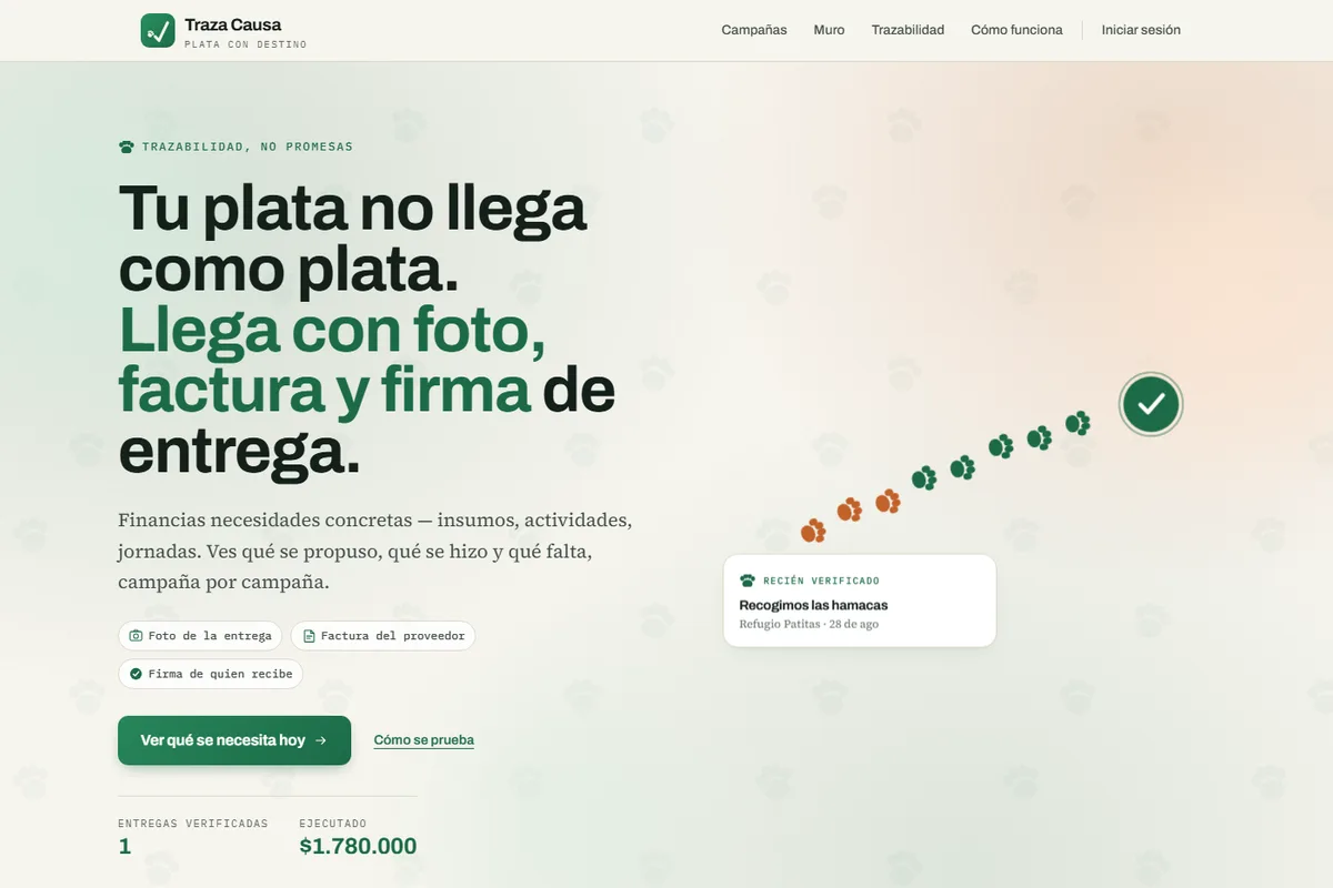 Interfaz de Traza Causa: trazabilidad de una donación entregada